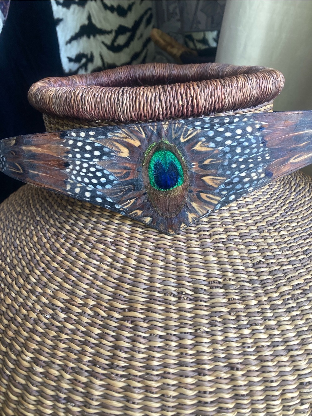 RARE Vintage Peacock Feather Two Buckle Side belt 60’s 70’s western boho corset